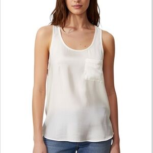 BEBE Silk Racerback Front Pocket Tank